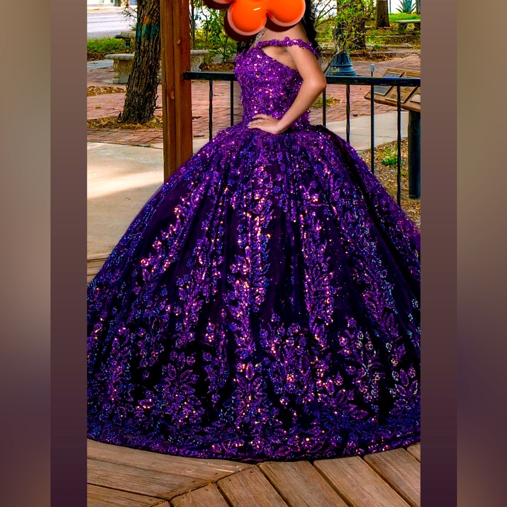Stunning Purple Sequin Ball Gown